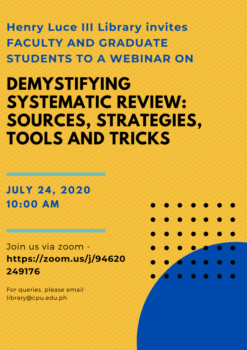 Webinar: Demystifying Systematic Review