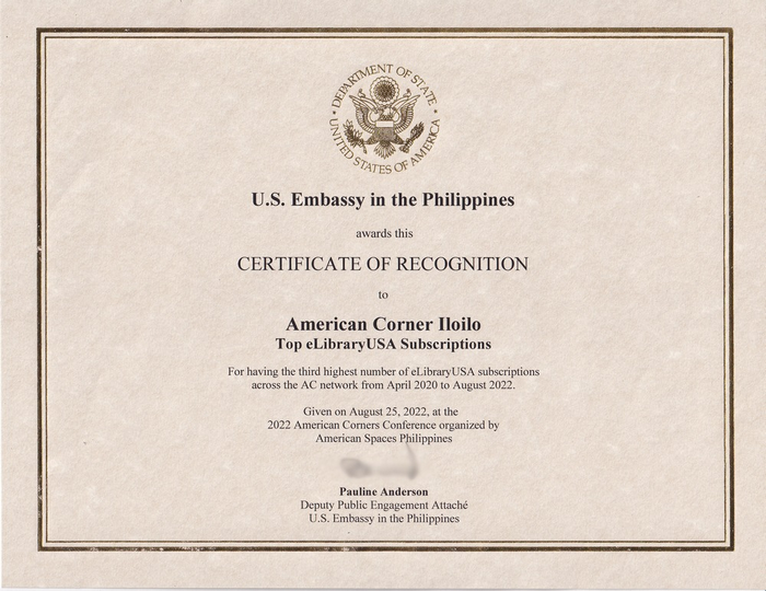 Certificate from the US Embassy